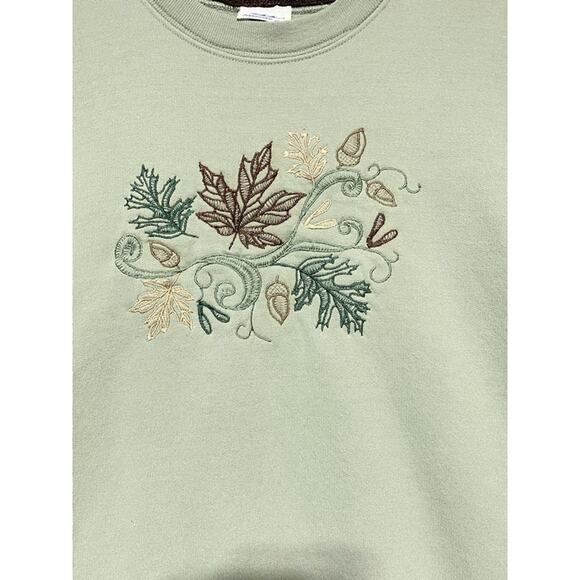 PFI Fashions Pullover Sweater Women's Size XL Light Green With Leaves and Acorn - Picture 7 of 9